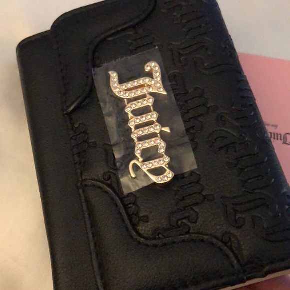 Juicy Couture Liquorice Heartless Double Sided Trifold Wallet CZ Juicy Logo NWT - Picture 9 of 16